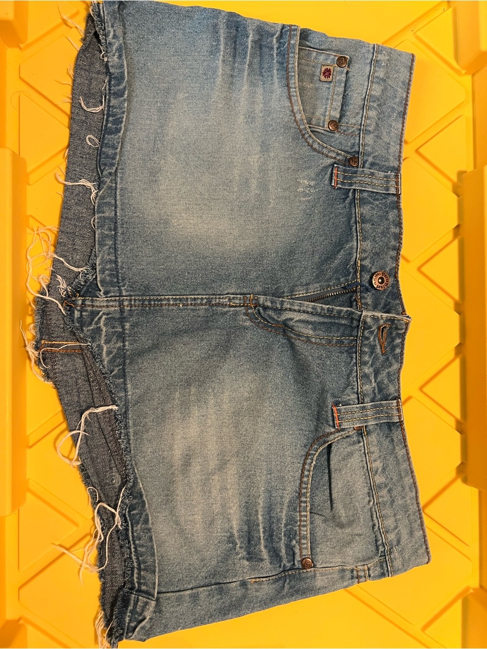 Paris Blues Light Blue Frayed Denim Mini Skirt